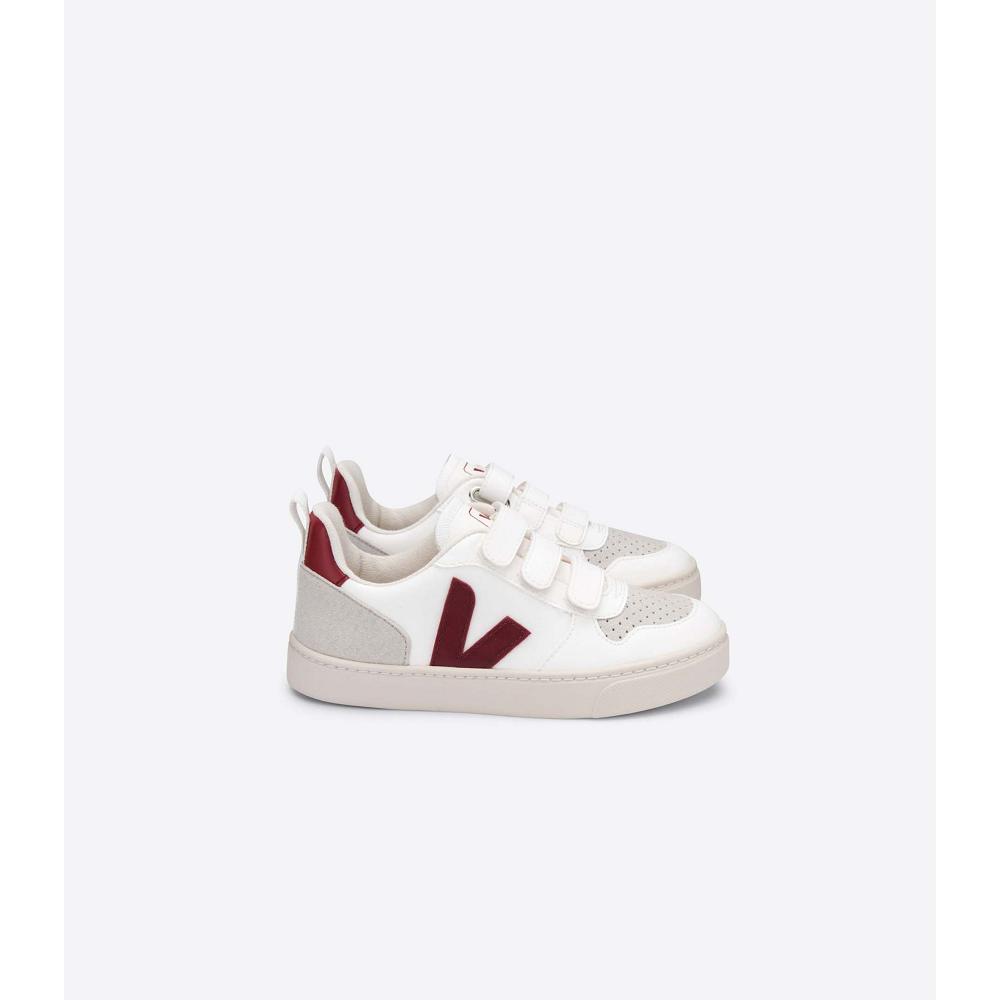 Veja V-10 CWL Kids\' Sneakers White/Burgundy | CA 861PJJ